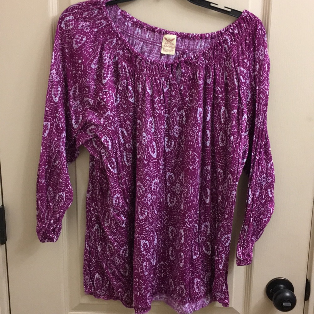 Purple and white blouse